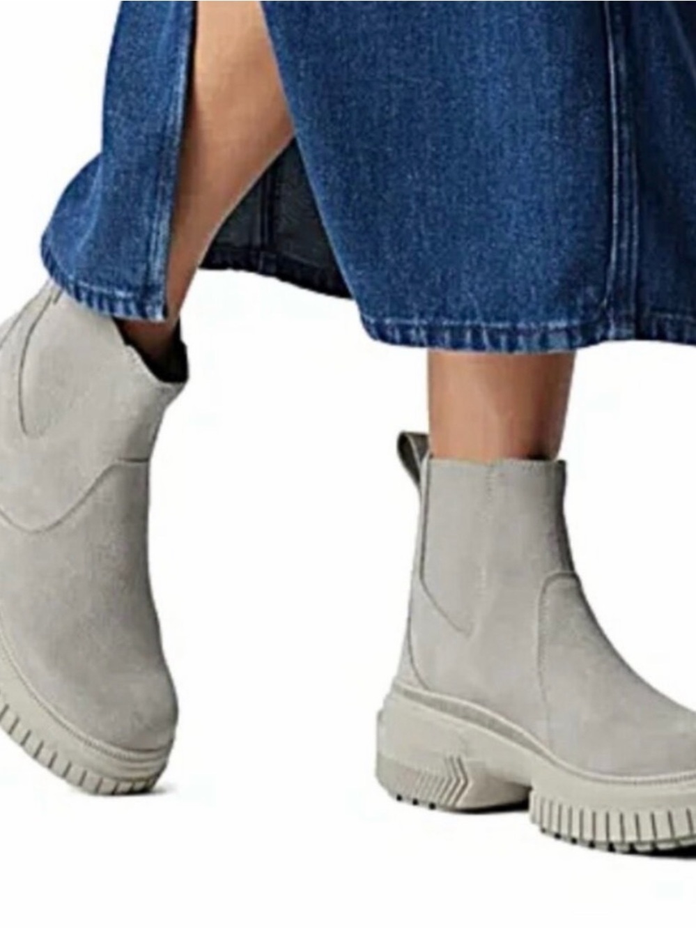 NEW Sorel Suede Waterproof  Ona Ave Chelsea Boots - Light Gray